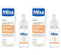 Mixa - Sérum Concentré Anti-Taches - Pour les Teints Ternes - Enrichi en Vitamine C et Acide Glycolique - 30 ml (Lot de 2)