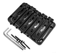 Mixabloem Chevalet de basse à 5 cordes fixe à travers le corps, espacement des cordes de 15 mm, selle en métal de 92,5 x 60 mm pour basse électrique standard, stabilité de l'intonation noire et dorée