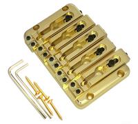 Mixabloem Chevalet de basse à 5 cordes fixe à travers le corps, espacement des cordes de 15 mm, selle en métal 92,5 x 60 mm pour basse électrique standard, stabilité de l'intonation or noir (doré)