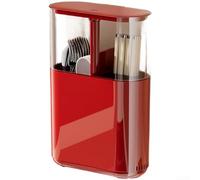 Mixabloem Support de baguettes mural pour ustensiles de cuisine, cuillères, fourchettes et couverts amovibles multi-compartiments en ABS (rouge)