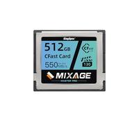 MIXAGE Carte mémoire CFast 2.0 512 Go VPG130, 550 Mo/s en lecture, 450 Mo/s en écriture, 375 To TBW, vidéo RAW 4K, pour appareils photo Canon Sony Cinéma, Filmmaker Endurance