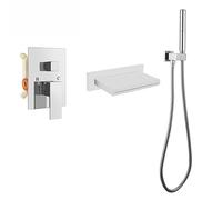 Mixage du bassin de salle de bain Tap robot de bain mural Tapeur de bain avec tête de douche Bouche large bouche à 3 mode Tap de robinet de salle de bain, plaquette chromée LWX