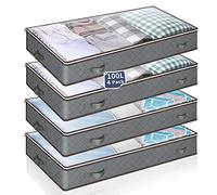 MIXC Boîte de rangement sous le lit avec couvercle - Lot de 4 boîtes de rangement de salle de bain de 100 l pour armoire de rangement sous le lit, sacs de rangement pour vêtements