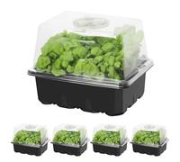 MIXC Lot de 10 Plateaux de semis, kit de démarrage de semis, 60 Grandes cellules, Mini propagateur de Plantes avec dômes ventilés d'humidité et Base pour démarrage de graines (6 cellules par Plateau)