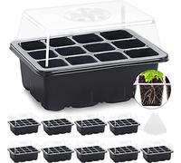 MIXC Mini Serre pour Plantes,Lot de 10 Bac à Semis,120 Cellules Intérieure Plateau Semis, Serre pour Semis avec Couvercle et Ventilation Durables, Pépinière Boîte de Culture, Vert