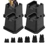 MixDora Lot de 4 rehausseurs de lit de 7,6 cm pour meubles, lits à roulettes ou poteaux de lit, table, canapé, chaise, noir (7,6 cm)
