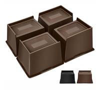 MixDora Rehausseurs de lit de 12,7 cm surdimensionnés - Rehausseurs de meubles robustes rectangulaires en forme de L antidérapants pour canapés, tables, chaises - Lot de 4 - Brun foncé (Brun foncé