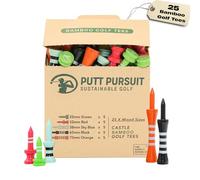 Mixed Castle Lot de 30 tees de golf en bambou biodégradables et durables en bambou - Accessoires de golf - Tees de golf en bois - 30 tees de golf non plastiques de tailles multiples (25 mm vert à 60