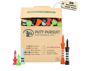 Mixed Castle Lot de 30 tees de golf en bambou biodégradables et durables en bambou - Accessoires de golf - Tees de golf en bois - 30 tees de golf non plastiques de tailles multiples (25 mm vert à 60
