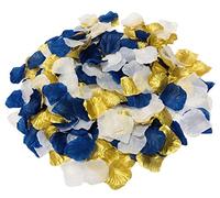 Mixed White & Dark Blue & Gold Artificial Flowers Silk Rose Petals 900PCS Flower Girl Scatter Petals for Wedding Aisle Centerpieces Table Confetti Party Decoration Bridal (White,Royal Blue,Gold)