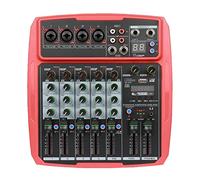 Mixer audio à 6 canaux USB Processeur de réverbération Bluetooth avec une puissance fantôme 48 V et 16 DSP Effet for le karaoké, fête en plein air(B6-MX red)