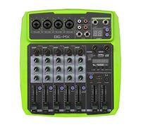 Mixer audio à 6 canaux USB Processeur de réverbération Bluetooth avec une puissance fantôme 48 V et 16 DSP Effet for le karaoké, fête en plein air(B6-MX green)