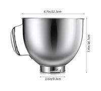 Mixer Bowl, Bol inclinable, 4,5 à 5 pintes, compatible avec KitchenAid Artisan 5KSM125, 5KSM150, 5KSM175, 5KSM7580, KSM150, RRK150, céramique et verre,Stand Mixer(Stainless steel bowl)