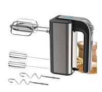 Mixer Électrique À Main 450W en Acier Inoxydable avec 2 Crochets À Pâte Et 2 Fouets, Mixeur Portable Léger À Main À 5 Vitesses Réglables, pour Fouetter la Crème