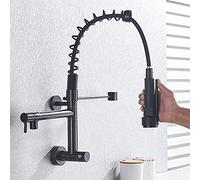 Mixer Wall-Mounted Gold/Brushed/Chrome Spring Swivel Side Sprayer Dual Spout Tap, 360 Rotation Kitchen Sink Cold Water Faucet Wall Mounted