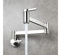 Mixer Wall-Mounted Pot Filler Foldable Kitchen Cold Single Hole Sink Tap, Rotate Folding Spout Brushed Gold Brass Faucet Wall Mounted