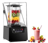 Mixeur 2200W commercial avec capot antibruit, 2L bol résistant, 6 lames inox bidirectionnelles, blender multifonction smoothies, jus, bar, café, restaurant