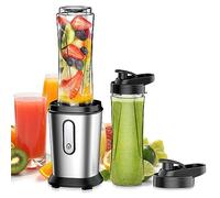 Mixeur 500 W Mini blender & smoothie maker avec 2 bouteilles de 600 ml Tritan Sans BPA, portable en acier inoxydable 4 feuilles
