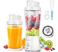 Mixeur à Jus 700ml, Blender Électrique, Smoothie Maker, Mixeur Rechargeable | USB (6000mAh) avec Conception 3D à 6 lames & Niveau d'Étanchéité IP67, avec Auto-Nettoyage en un clic - Blanc