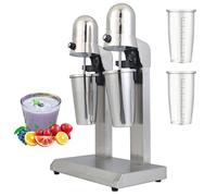 Mixeur à Milkshake Électrique Professionnel, Machine à Milkshake avec 2 Gobelets et Interrupteur à Double Vitesse, Mélange Uniforme à 360°, Blender en Acier Inoxydable pour Bars et Cafés Double Head