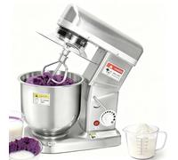 Mixeur à Pâte en Acier Inoxydable 500W Commercial sur Socle avec Tête Inclinable, Contrôle 3 Vitesses et Set d'Accessoires Complet pour Boulangeries, Pizzerias, Cuisines(10L)