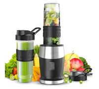 Mixeur à smoothie, 500 W, mixeur et mixeur avec 2 bouteilles de 570 ml de smoothie sans BPA Tritan sans BPA, portable, en acier inoxydable, 4 feuilles, pour shake et smoothie
