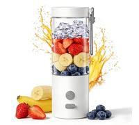 Mixeur à smoothie portable à emporter, 450 ml, mini batteur sur pied avec 6 lames en acier inoxydable, charge de type C, avec couvercle, pour les voyages, le fitness, les cocktails, les boissons et