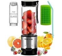 Mixeur à smoothie portable ROSEVIEW Bouteille en verre rechargeable par USB Mini presse-agrumes 2 mélanges sans fil Machine à smoothies personnels Mélangeur de fruits