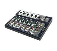 Mixeur audio 7 canaux avec Bluetooth et USB, alimentation fantôme 48 V, égaliseur 3 bandes, 5 effets sonores, table de mixage stéréo numérique pour karaoké domestique, podcast, streaming en direct