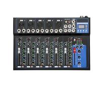 Mixeur audio Bluetooth 7 canaux, table de mixage DJ Live Studio avec USB Sound Mixing Console 6 modes musicaux pour karaoké, performance, enregistrement et streaming