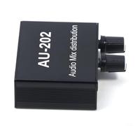 Mixeur Audio Distributeur avec Double Entrée et Double Sortie, Contrôle Indépendant du Volume, DC 5-19V Unité Métallique Faible Bruit Compatible avec Casque ou Amplificateurs pour Studio