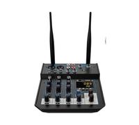 Mixeur audio DJ Console de mixage DJ 4 canaux avec mixeur Bluetooth Microphone sans fil UHF for studio de scène à domicile(Silver mic)