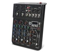 Mixeur audio professionnel 4 canaux Table de mixage audio USB Bluetooth MP3 Alimentation fantôme 48 V stéréo DJ Studio Streaming Média FX Processeur de réverbération