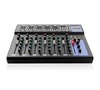 Mixeur audio professionnel 7 canaux avec Bluetooth et USB, alimentation fantôme 48 V avec égaliseur 3 bandes, 6 modes de musique et boîtier en métal, console audio DJ pour enregistrement, streaming en