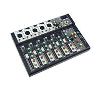 Mixeur audio professionnel, 7 canaux stéréo, table de mixage avec égaliseur triple fréquence, mélangeur audio avec entrée 48 V, alimentation fantôme pour enregistrement, DJ, scène