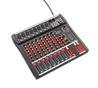 Mixeur audio professionnel 8 canaux avec Bluetooth et USB, table de mixage numérique portable en noir avec boîtier en métal et amortissement, prise européenne et indicateur LED pour les applications