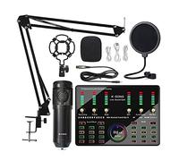 Mixeur Audio Professionnel, Microphone Bluetooth sans Fil pour karaoké avec Diffusion en Direct, Carte Son DJ10 pour PC, téléphone, Chant, Jeux