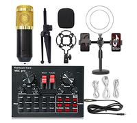 Mixeur Audio Professionnel USB 5.0 Carte Son Casque Externe Microphone Webcast Adaptateur de Diffusion en Direct Musique Jeu(Bm800v8 Fill Light)