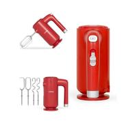 Mixeur Batteur - ROUGE - 250W - 5 Vitesses - 2 Crochets - 2 Pétrisseurs