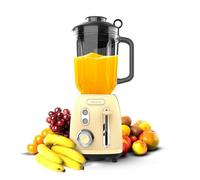 Cecotec Blender Power Black Titanium RetroYellow. Mixeur rétro d'une puissance maximale de 1200 W, lame à 4 feuilles avec revêtement en titane noir et pichet d'une capacité de 1,5 L
