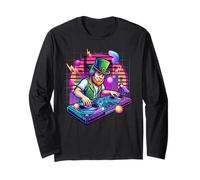 Mixeur de Musique DJ de la Saint-Patrick Leprechaun Synthwave Manche Longue
