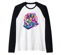 Mixeur de Musique DJ de la Saint-Patrick Leprechaun Synthwave Manche Raglan