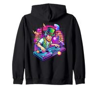 Mixeur de Musique DJ de la Saint-Patrick Leprechaun Synthwave Sweat à Capuche