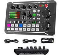 Mixeur DJ avec Carte Son, ALLWIN Portable Studio de Production de Podcast Mélangeur Audio DJ Contrôleur Studio avec Effets de mixage et changeur de Voix, pour Streaming en Direct/PC/Enregistrement