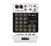 Mixeur DJ, Contrôleur DJ V4 Mixer, 5.0 Bluetooth 48V Phantom Power, faible bruit de fond for console de mixage PC Enregistrement(V4-white)