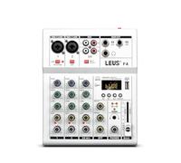 Mixeur DJ, Interface de console mixage F4 Bluetooth USB Enregistrement PC Alimentation fantôme 48 V Effet répétition retard Mixeur son DJ 4 canaux(blanc)