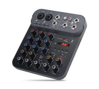 Mixeur DJ, Mélangeur Audio Fuluode T4, Console de mixage sonore, USB, ordinateur d'enregistrement, alimentation fantôme 48V, effet répétition retard, 4 canaux