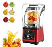 Mixeur électrique professionnel, robot de cuisine silencieux avec couvercle, mixeur à smoothies, lame à six lames en acier inoxydable(Red)