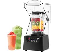 Mixeur électrique professionnel sur socle avec lame et broyeur à glace, insonorisé, 5 programmes prédéfinis et fonction silencieuse. Idéal pour les smoothies et les fruits.