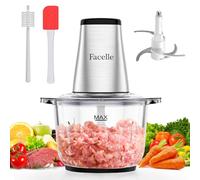 Mixeur Hachoir Électrique, Facelle Hachoir a Viande 2L, Food Processor 500W Avec Bol en Verre et 4 Lames Tranchantes Pour Viande/Soupe/Légumes/Fruits/Noix/Aliments Pour Bébés
